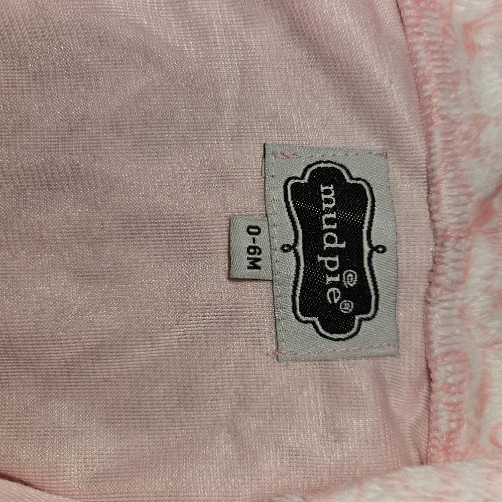 Mudpie Pink Hooded Footed Onesie Romper Infant Size 0-6months